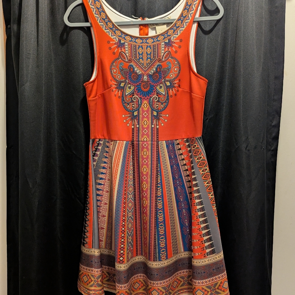 Flying Tomato Orange and Blue Sleeveless Sundress